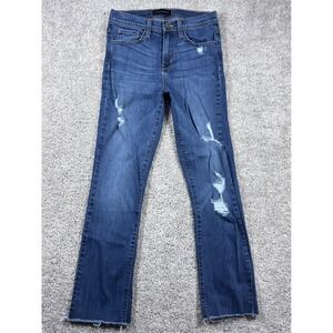 Flying Monkey Womens Jeans Size 26 Blue Distressed Raw Hem Ankle Skinny Denim